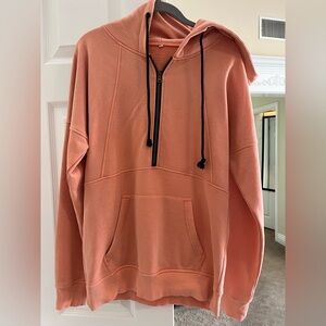 Michelle Mae  Zip-Up Hooded Pullover - Coral
